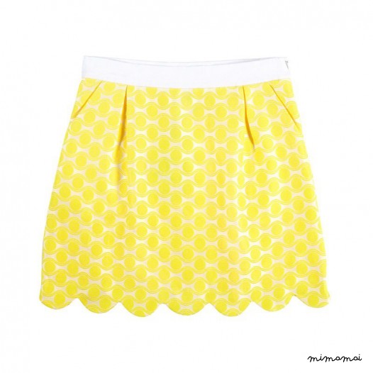 Scallop Hem Skirt yellow dots