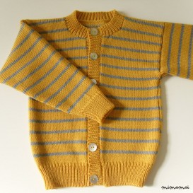 Childrens Knitted Cardigan - Grey & Mustard
