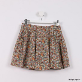 Two-way Pleated Skirt orange floral