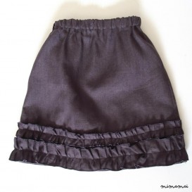 Linen skirt with double ruffle trims