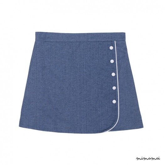 Faux Wrap Skirt dark denim