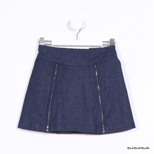Zipper Skirt denim and green