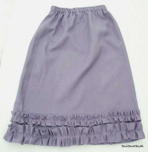 Linen skirt with double ruffle trims