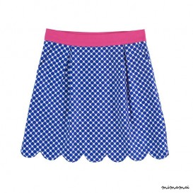 Scallop Hem Skirt blue dots
