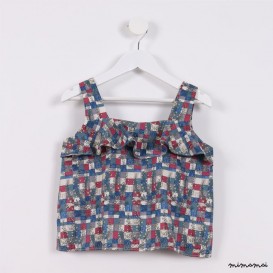 Frill Top blue and maroon