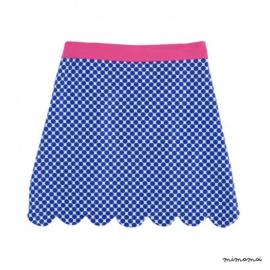 Scallop Hem Skirt blue dots