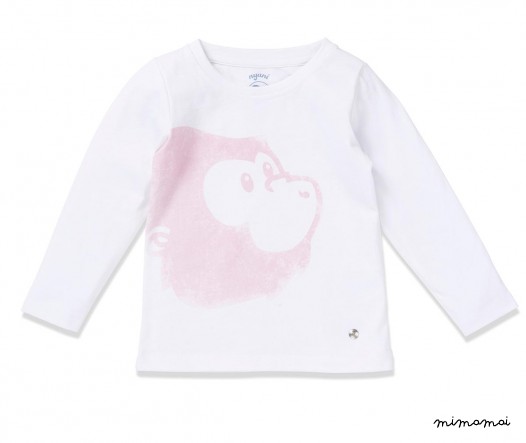 T-shirt LS Logo T white/rose