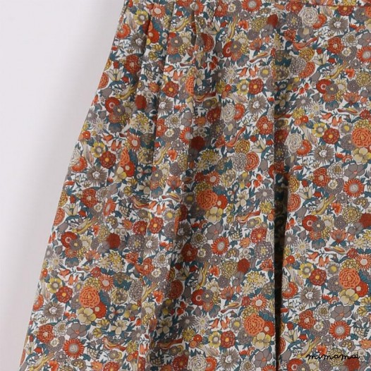 Two-way Pleated Skirt orange floral