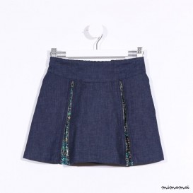 Zipper Skirt denim and green