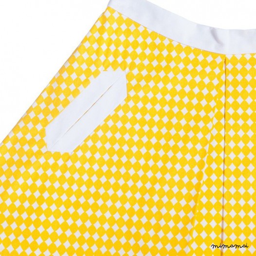 Box Pleat Skirt yellow diamond