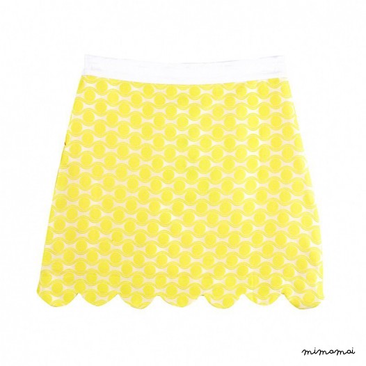 Scallop Hem Skirt yellow dots