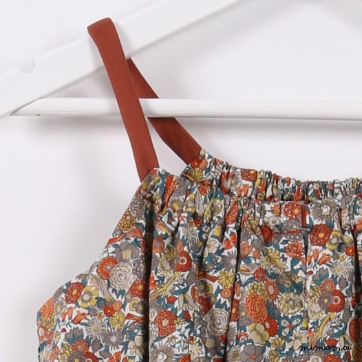 Square-Neck Flare Dress orange floral