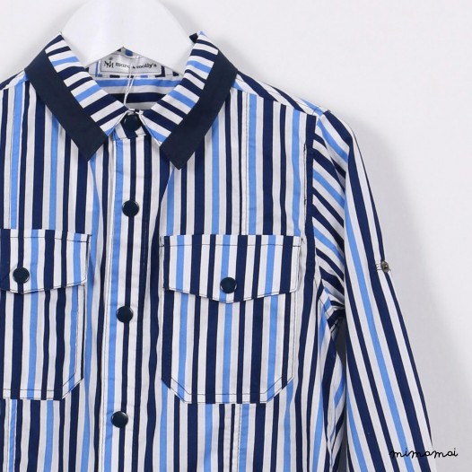 Long-sleeved workboy Shirt blue stripes
