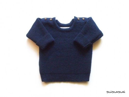 Infant's/Toddler's knitted Lambswool round neck Sweater with Oak Buttons