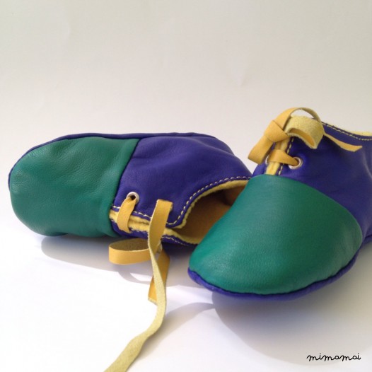 12-18 Months Slippers / Baby Shoes Lamb Leather green blue mustard yellow