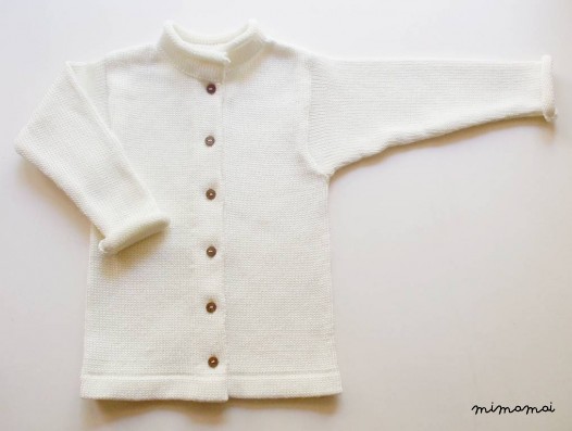Babies/Children's cotton roll-neck Cardigan with handmade oak buttons