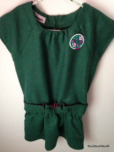 Soft wool dress for girls, gown, green pine, size 4-5 wool dress, autumn, green