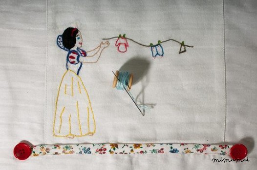 Snow White cradle Baby blanket, hand embroidered,handmade, carrycot or stroller