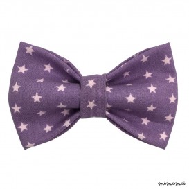 Child purple with pastel-purple stars bow tie, cotton