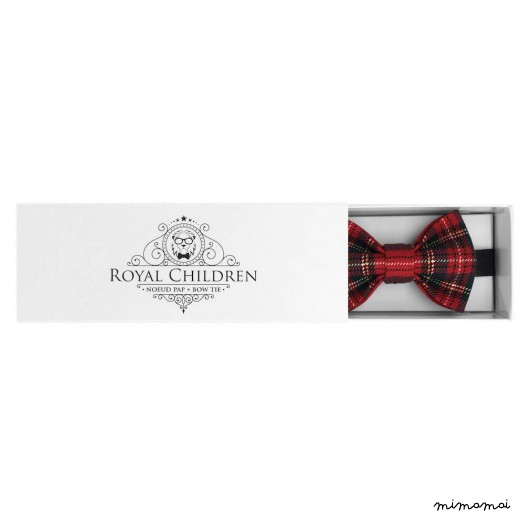 Child red tartan bow tie, polyester and viscose