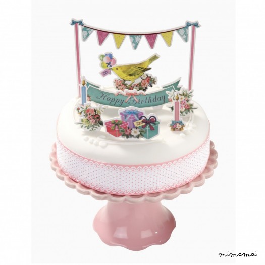 Happy Birthday Cake Toppers with Ribbon