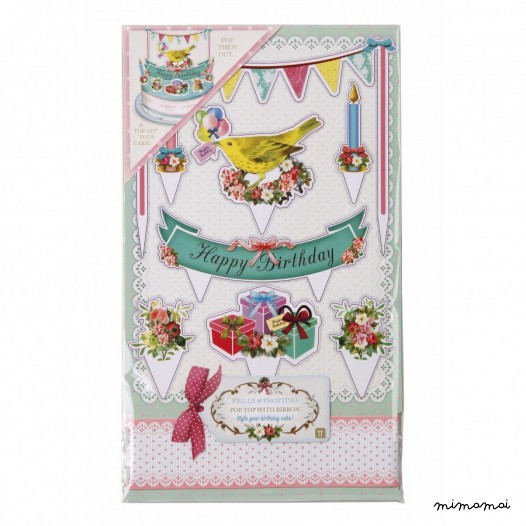 Happy Birthday Cake Toppers with Ribbon
