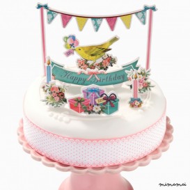 Happy Birthday Cake Toppers with Ribbon