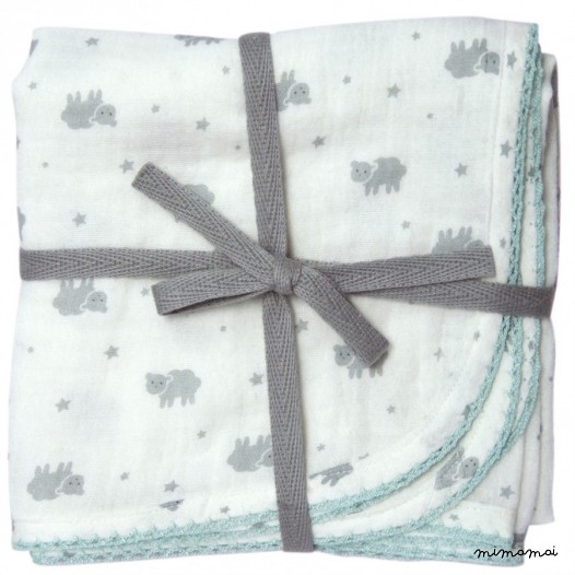 Lamb print muslin swaddle blanket