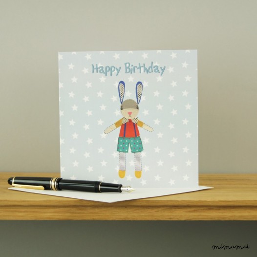 Patchwork Bunny Birthday Card
