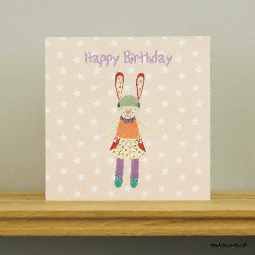 Patchwork Bunny Birthday Card