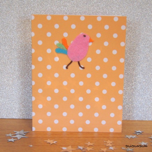 Embroidered Felt Bird Card