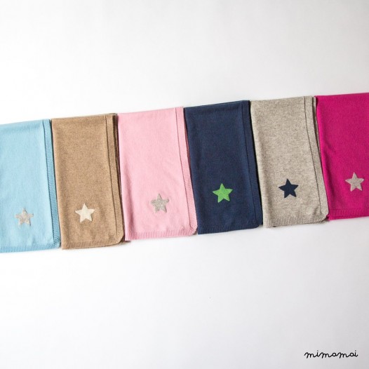 Cashmere Baby Blanket with Star - Light Rose