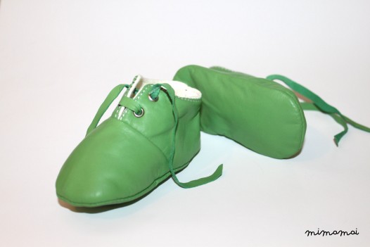 6 - 12 Months Slippers / Baby Shoes Lamb Leather green