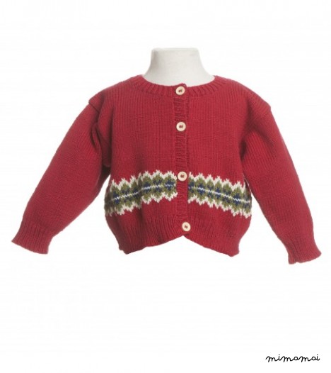 Handknitted Zigzag Cardigan in Red