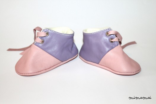 6-12 Months Slippers / Baby Shoes Lamb Leather pink Purple Pastel Colors