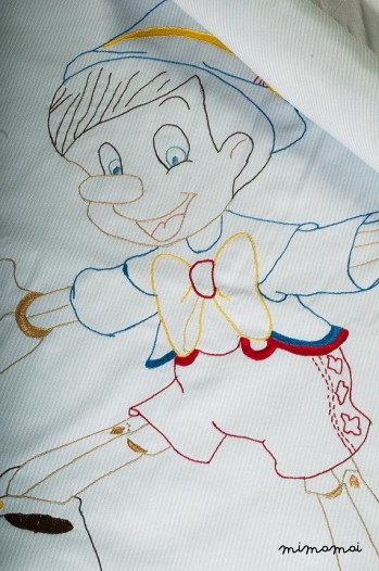 Baby boy blanket Pinocchio-Hand embroidered baby boy bedding