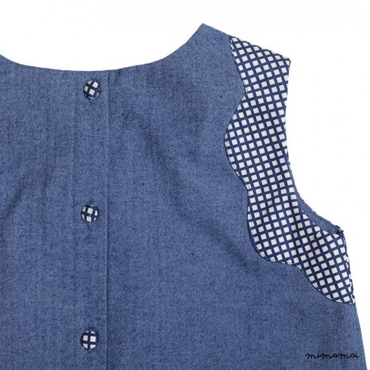 Flower Armhole Top dark denim