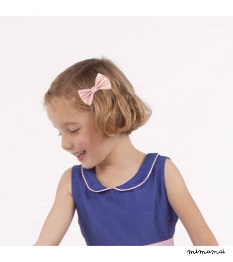 Bow Clip in Stripe, Pink