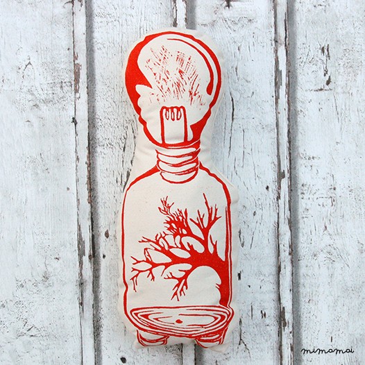Robot Cushion  Orange Bulb