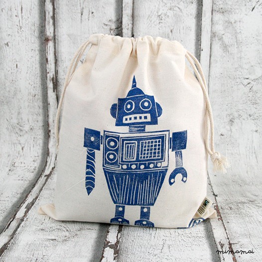 Pouch - Child Snack Bag - Blue Robot