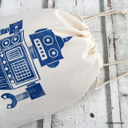 Pouch - Child Snack Bag - Blue Robot