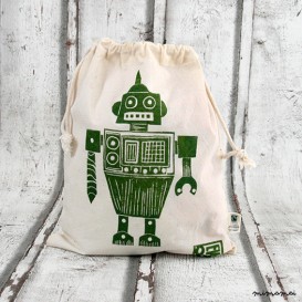 Pouch - Child Snack Bag - Green Robot