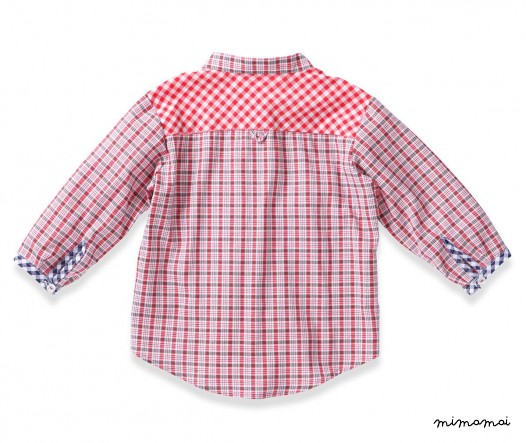 GERO traditional shirt, red and green costume fabric