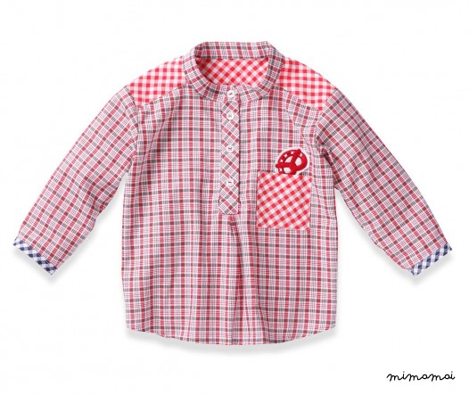 GERO traditional shirt, red and green costume fabric
