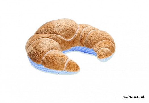 Rustling croissant Plush with Vichy in light blue