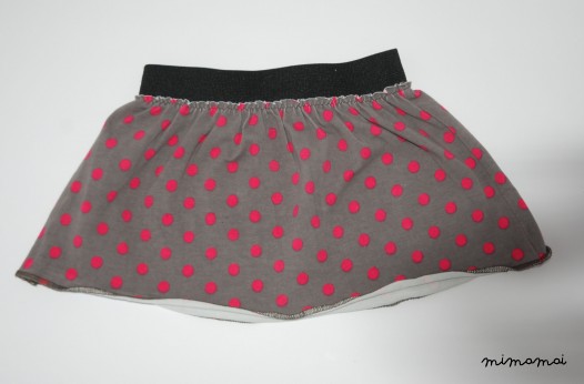 Gonna con elastico in jersey  - Pois Grigio Rosa