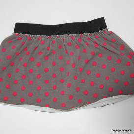 Gonna con elastico in jersey  - Pois Grigio Rosa