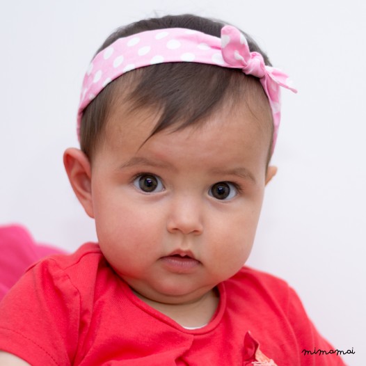 Coppia di fasce capelli mamma&figlia "pois rosa e grigio"