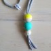 COLLANA "MjMj" doll FLUO giallo-turchese, in legno naturale dipinta a mano