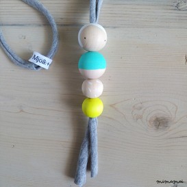 COLLANA MjMj doll fluo 4 sfere, in legno naturale dipinta a mano
